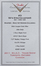 Load image into Gallery viewer, 2010 Fender Custom Shop Limited Edition Stratocaster Dennis Galuszka Masterbuilt 50's Relic Sonic Blue
