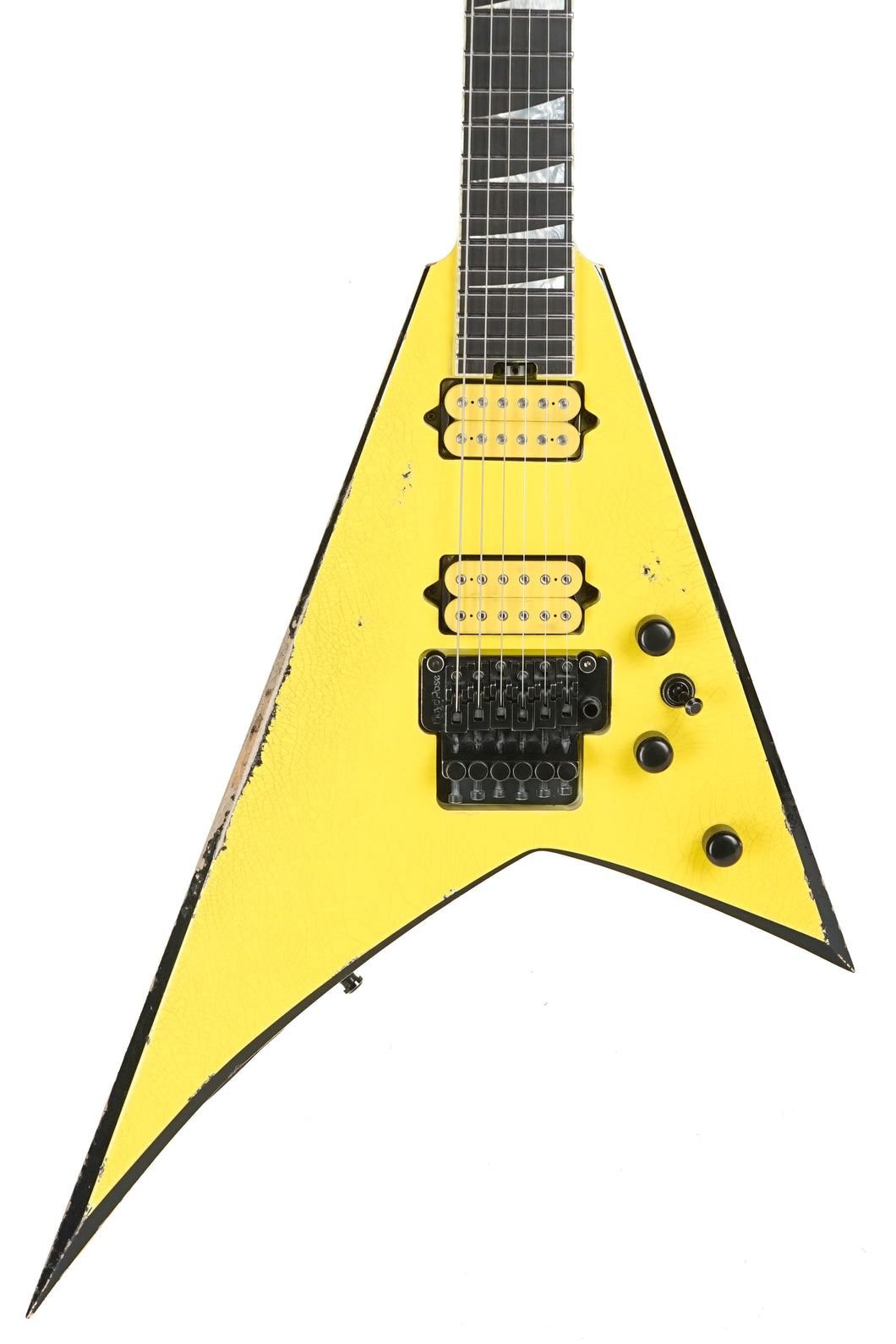 New Jackson Custom Shop Rhoads RR Nitro Relic Graffiti Yellow w/ Black Bevels FU Tone Upgrades