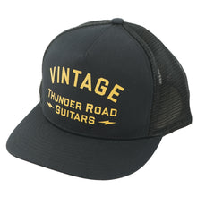 Load image into Gallery viewer, Thunder Road Guitars Vintage Snap Back Trucker Hat Black
