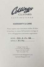 Load image into Gallery viewer, New Collings OM-1 Julian Lage Signature Sunburst Adirondack Spruce Top
