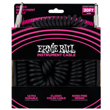 Load image into Gallery viewer, Ernie Ball Coiled Instrument Cable Straight/Straight 30ft - Black

